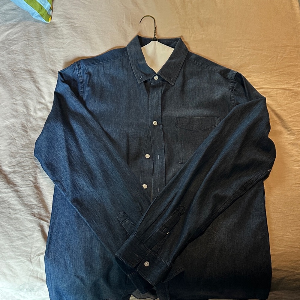 Saturdays New York City Dark Blue Denim Button-Down Shirt